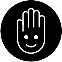 Waving hand with smiley face icon