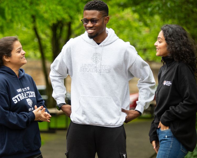 Students wearing Strathclyde merchandise